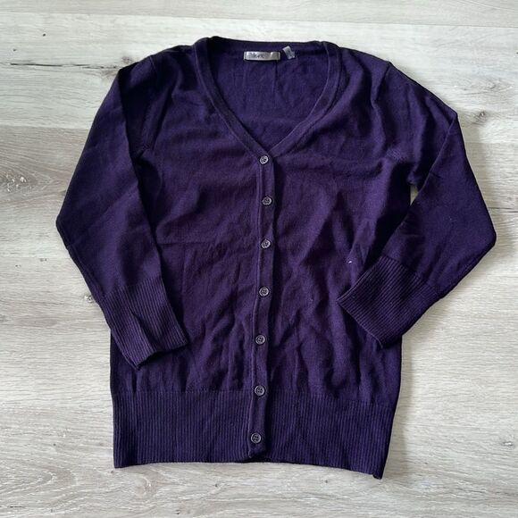 Yemak 3/4 Sleeve V-Neck Cardigan Sweater Blackberry Purple S NWT IN PACKAGE - Picture 8 of 13